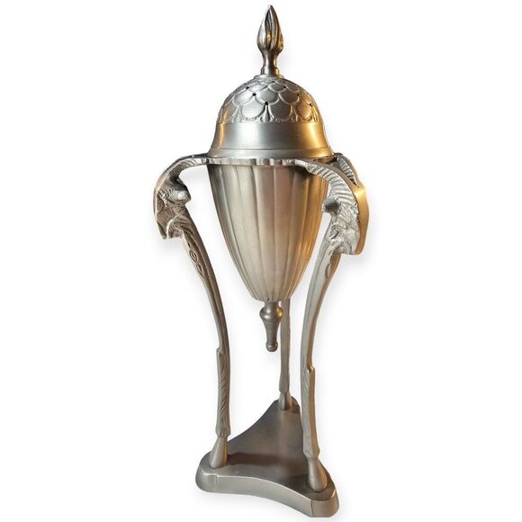 Vintage 1940’s Brass Neoclassical Mantle Piece 3-Goat Head Hoof Incense Burner - Picture 1 of 11